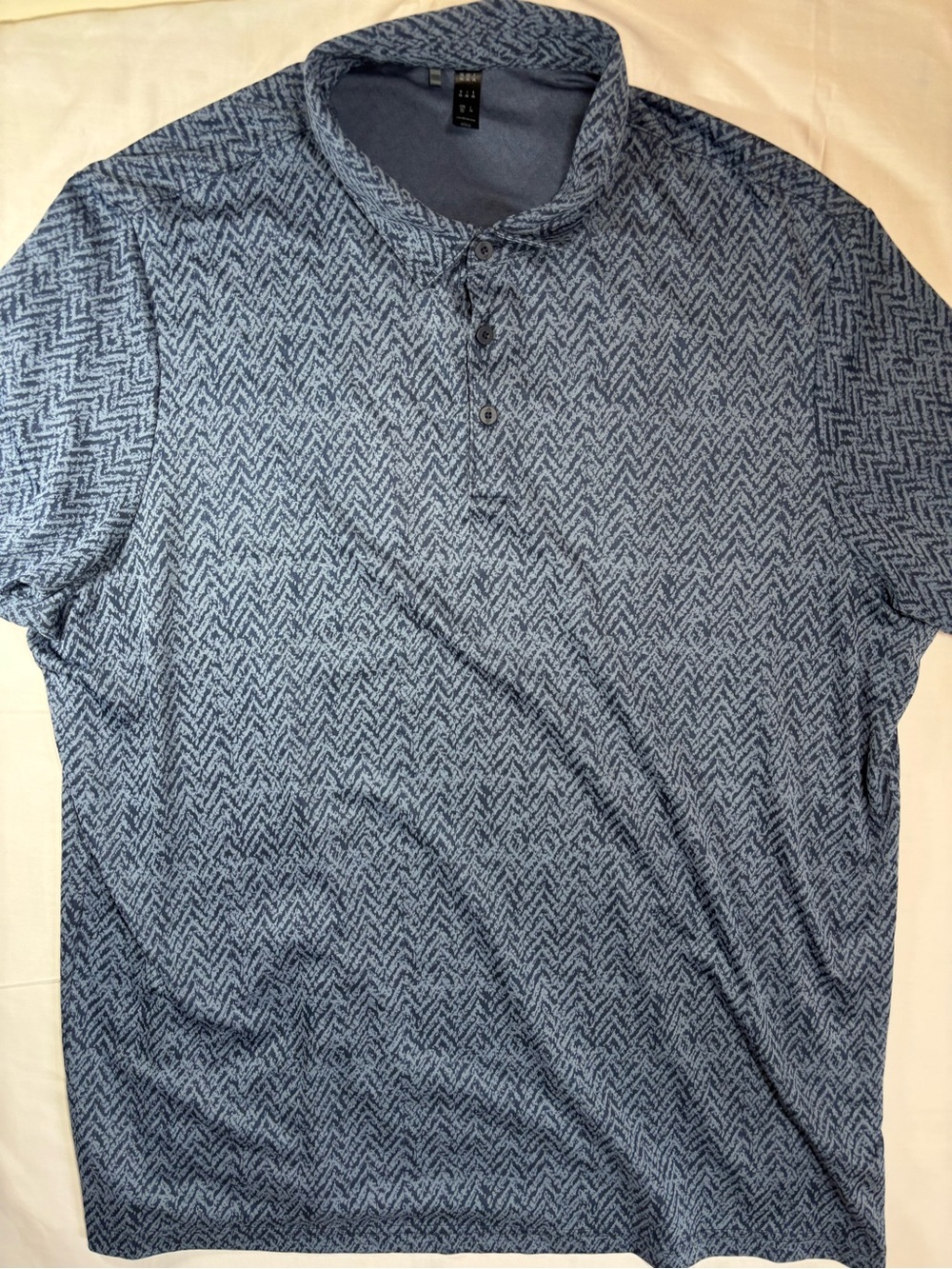 Adidas blue herringbone pattern polo shirt in XXL